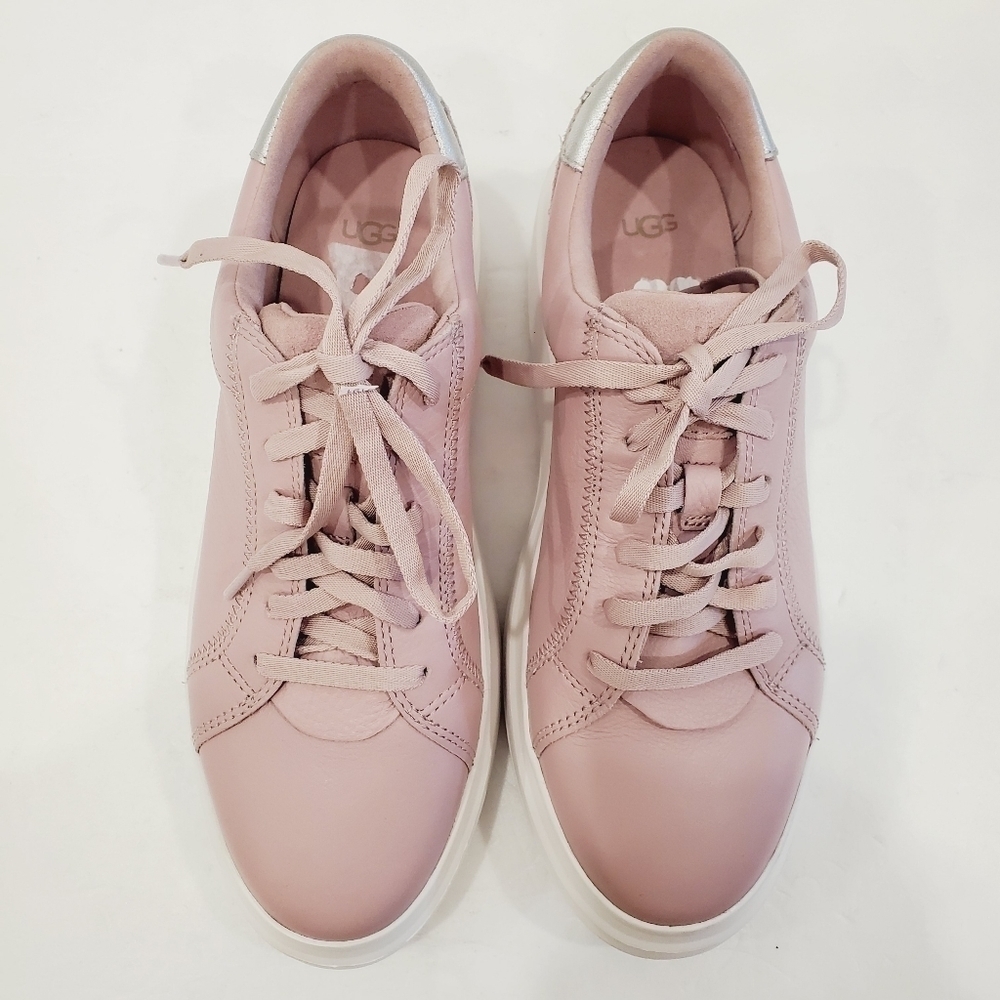 NEW UGG Scape Platform Sneakers Leather Lace Up Low Top Rose - Picture 3 of 6